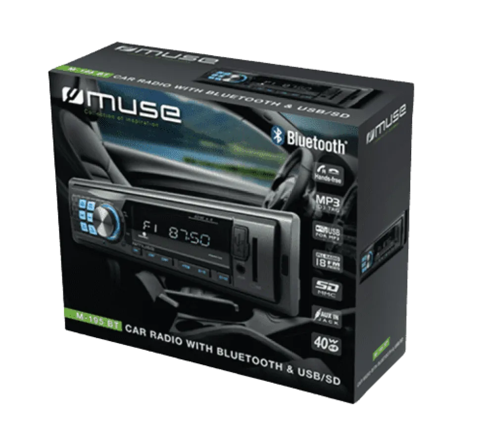 Autoradio M-195 BT Bluetooth - USB-SD - MP3 - Puissance 4 x 40W - MUSE