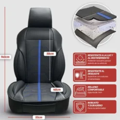 Couvre siege pvc potenza noir/bleu - SWISSDRIV