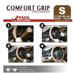 COUVRE-VOLANT COMFORT GRIP MARRON T.S - 35-36CM