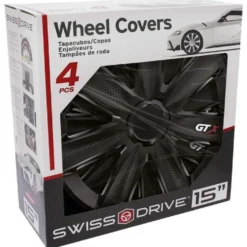 4 enjoliveurs CAR+ VR 15 pouces Carbone/Noir