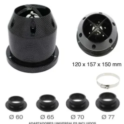 FILTRE A AIR UNIVERSEL AVEC 4 BAGUES CARBON LOOK - AIRCARB - RACESPORT