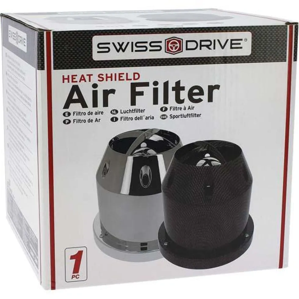 FILTRE A AIR UNIVERSEL AVEC 4 BAGUES CARBON LOOK - AIRCARB - RACESPORT