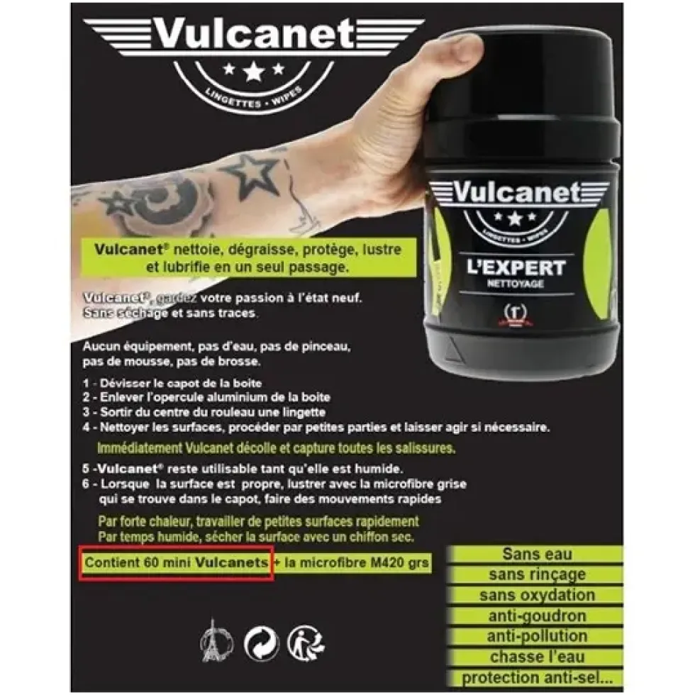 VULCANET - Lingettes de nettoyage moto et vélo